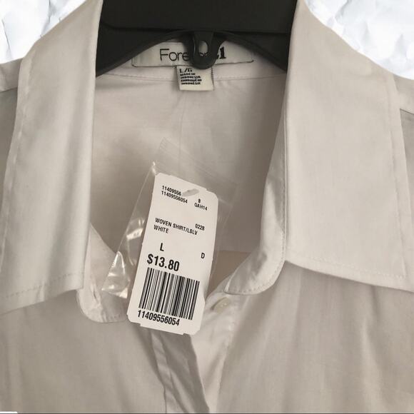 Forever 21 classic white button down shirt - size large - Picture 3 of 7